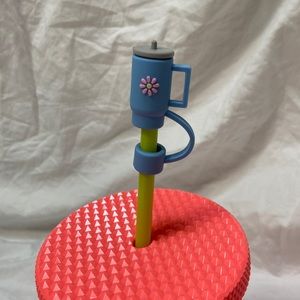 SHEIN blue silicone straw cover cap for Stanley Cup. One size. Straw topper.